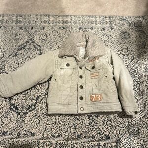Timberland Boys Jacket 18 M Brown Tan Corduroy Trucker Winter Removable Collar